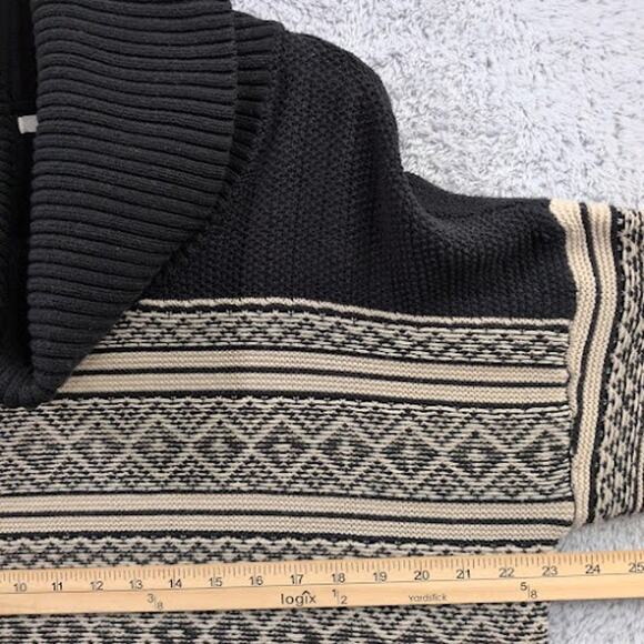 Maurices Cowl Neck Tunic Sweater XL Chunky Thick Warm Geometric Black Tan Soft - Picture 6 of 10